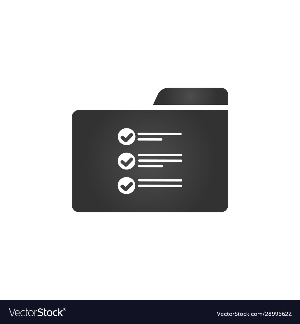 Folder icon with list and checkmark in trendy