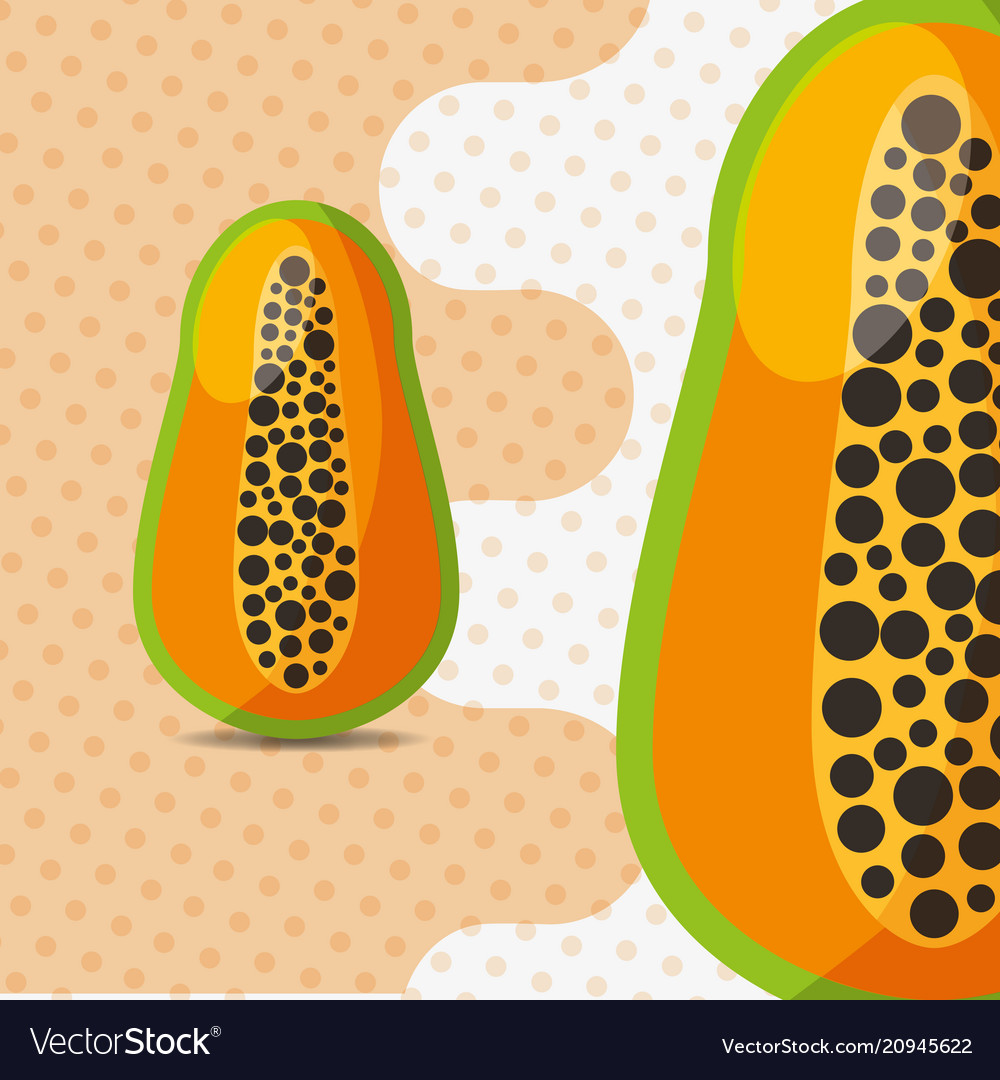 Frische Frucht natürliche Papaya auf Punkte Hintergrund vector image Frische Frucht natürliche Papaya auf Punkte Hintergrund