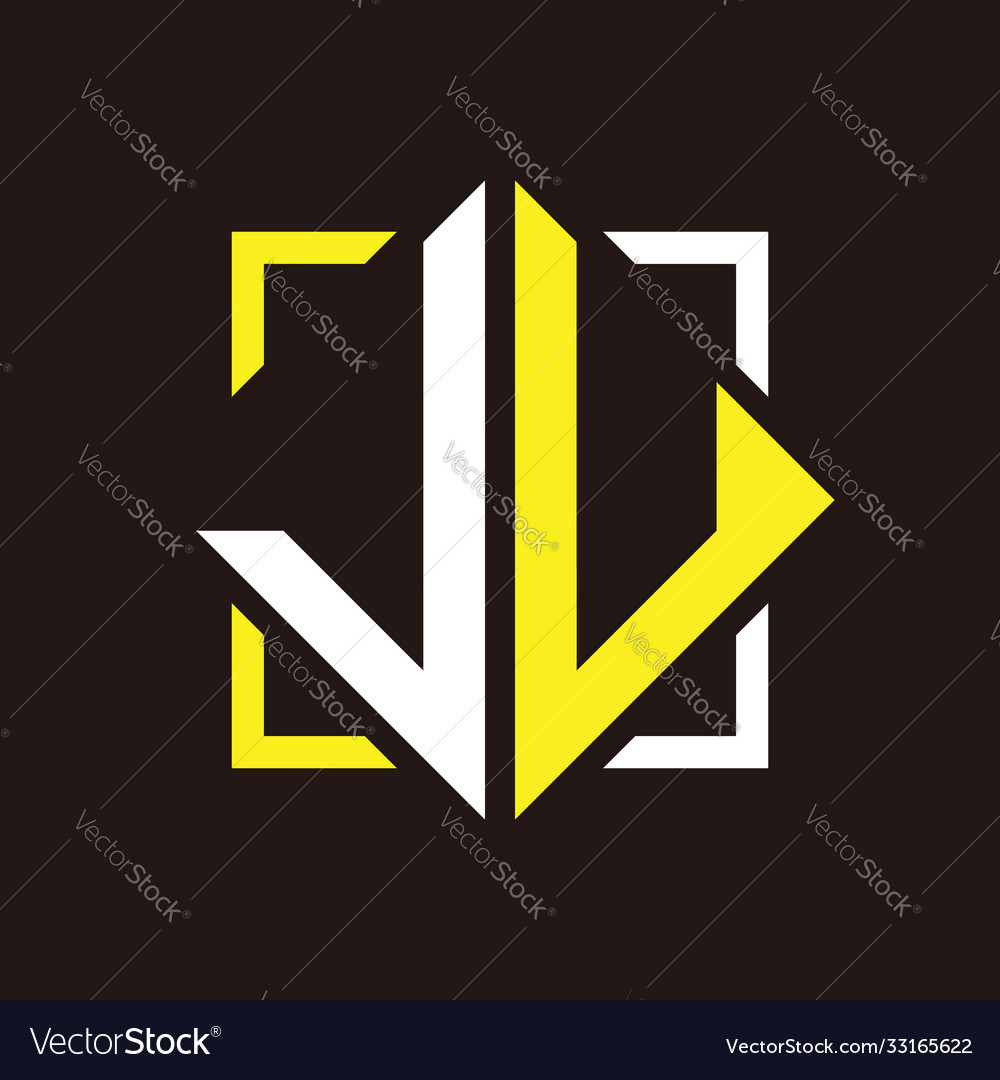 J u initials quadrangle monogram with square Vector Image J u initials quadrangle monogram with square