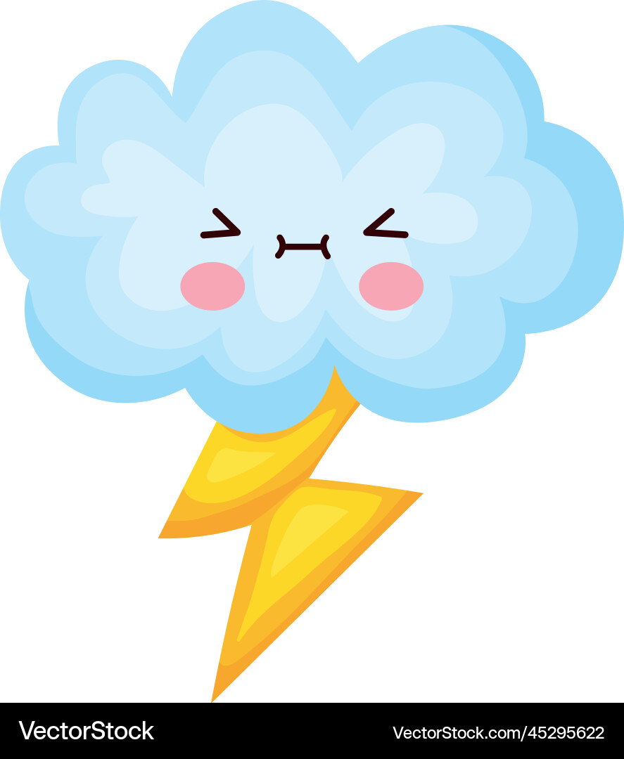 Kawaii cloud with lightning Royalty Free Vector Image