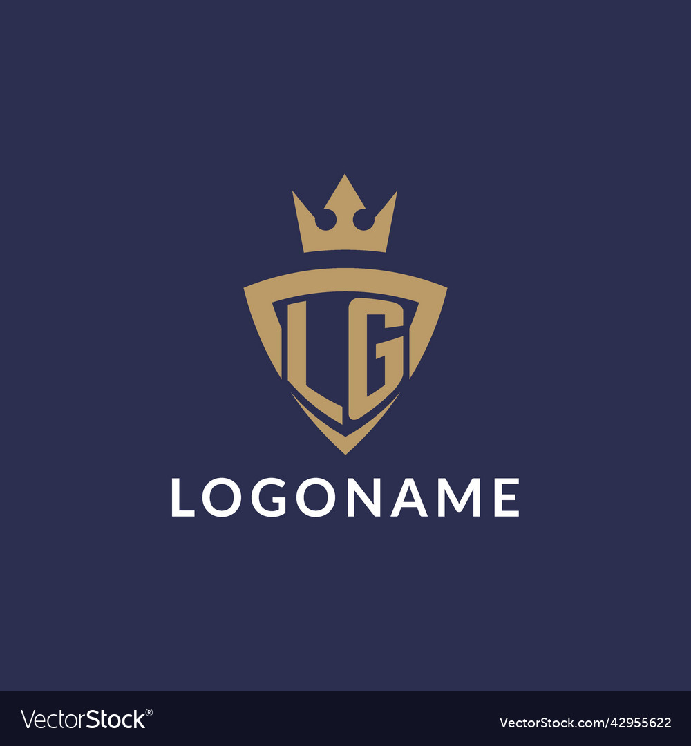 Lg logo with shield and crown monogram initial