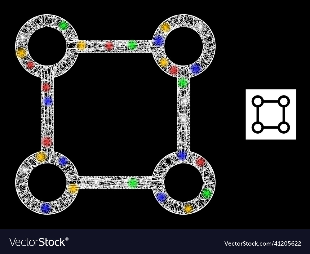 Net web mesh square grid nodes icon with colored vector image Net web mesh square grid nodes icon with colored