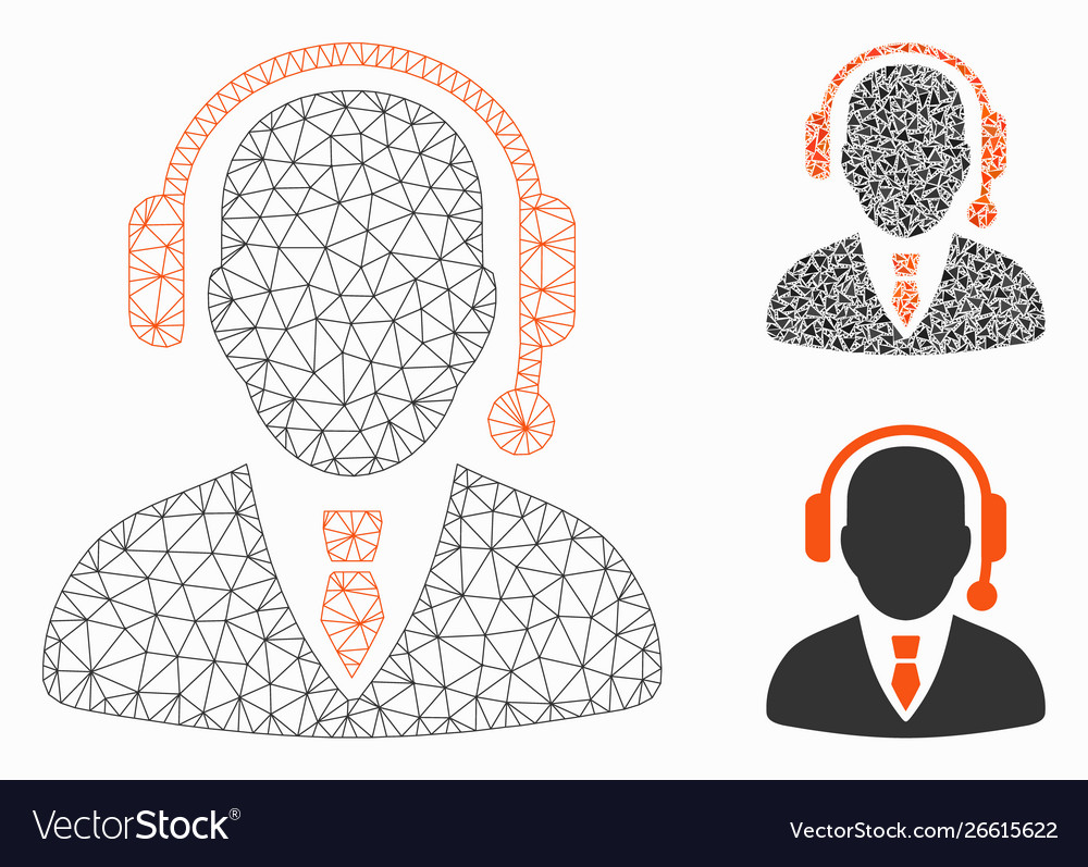 Operator mesh wire frame model and triangle vector image Operator mesh wire frame model and triangle
