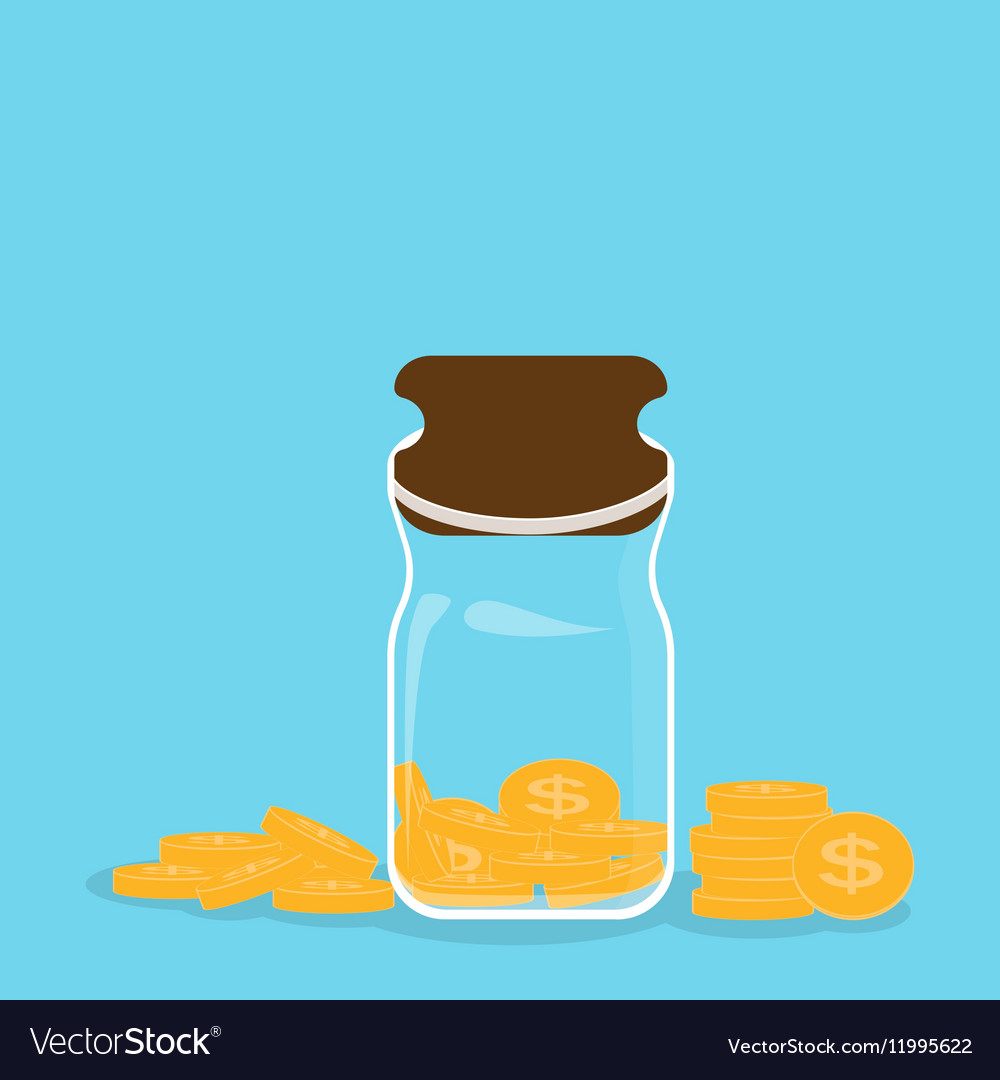 Piggy bank with falling gold coins - contribution