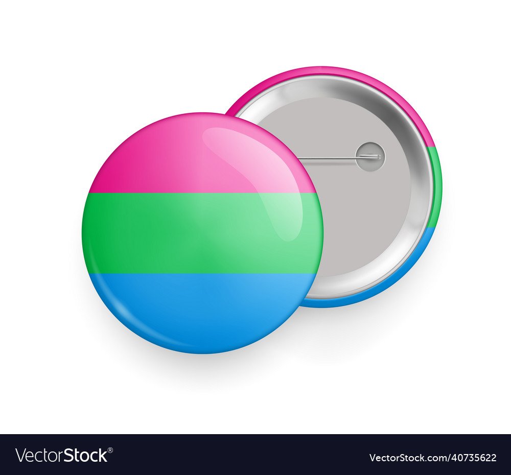 Polisexual Flag Round Glossy Metallic 3d Badge Vector Image