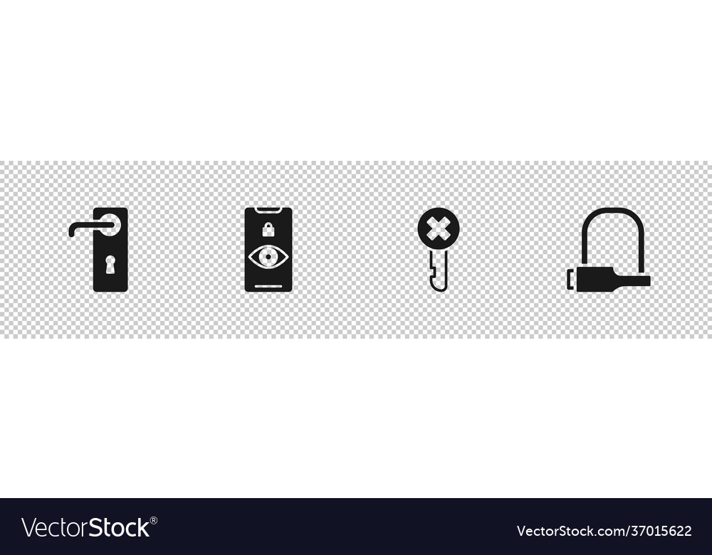 Set door handle eye scan wrong key and bicycle vector image Set door handle eye scan wrong key and bicycle