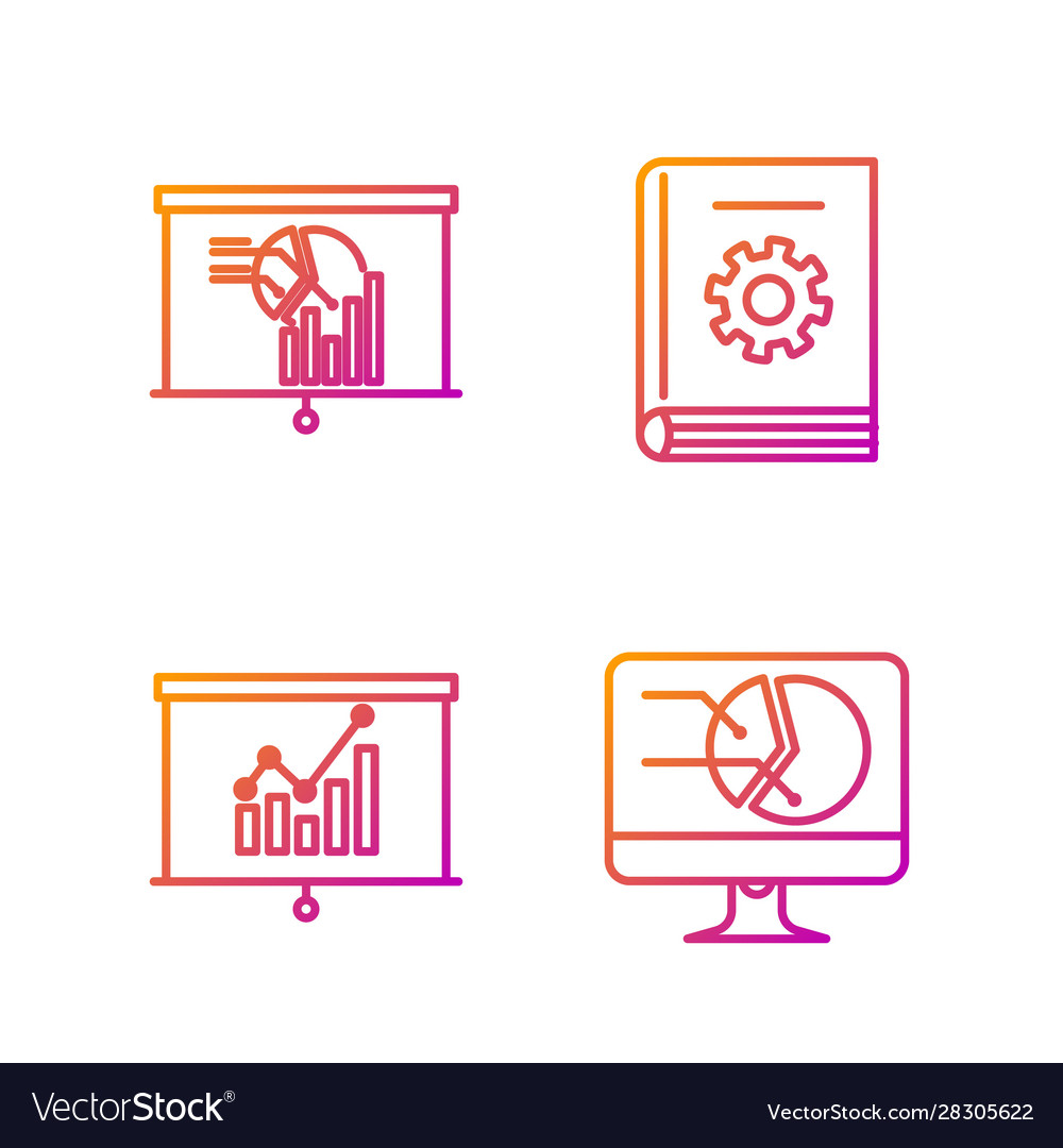 Zeilen-Computermonitor mit Diagrammkarte einstellen vector image Zeilen-Computermonitor mit Diagrammkarte einstellen