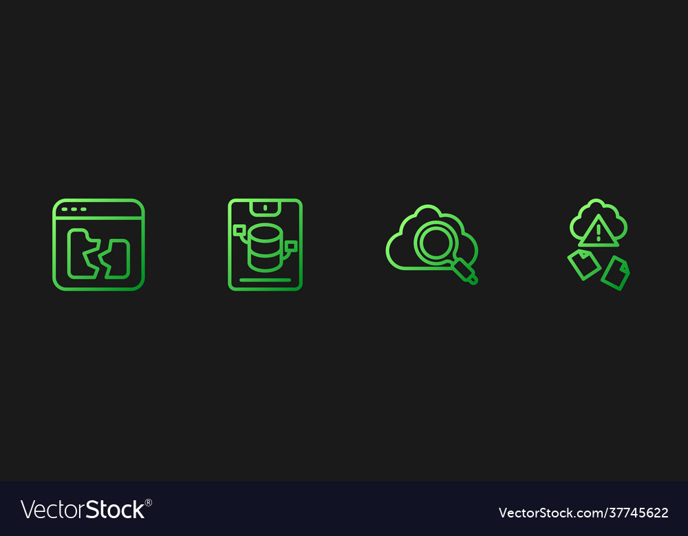 Set line search cloud computing broken file vector image Set line search cloud computing broken file
