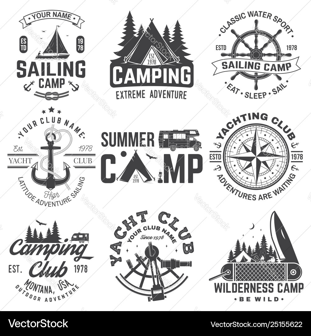Set Summer Camp And Sailing Badges Royalty Free Vector Image