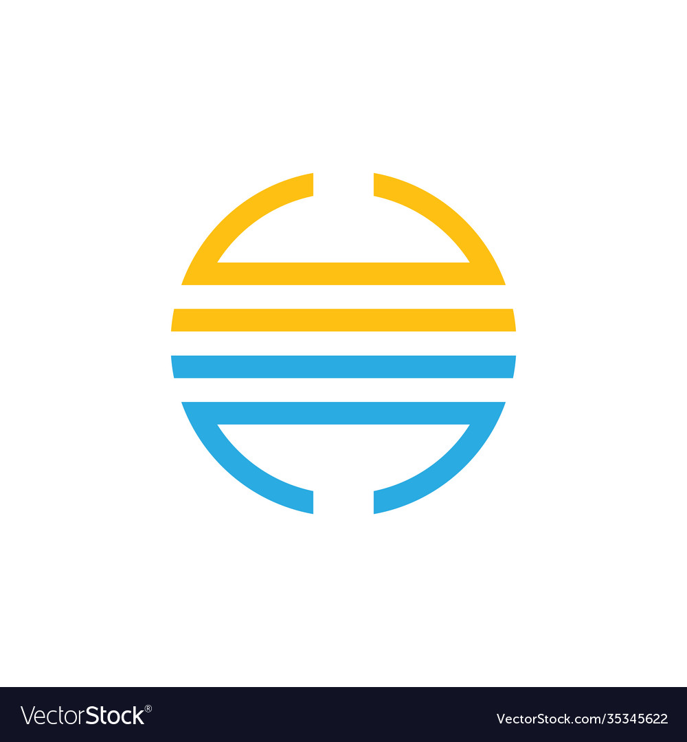 Sun and sea stripes line simple logo