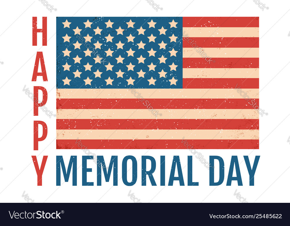 Vintage flag og usa for memory day vector image Vintage flag og usa for memory day