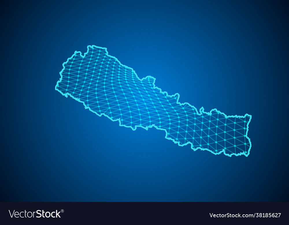 Abstract digital map nepal with particles dots