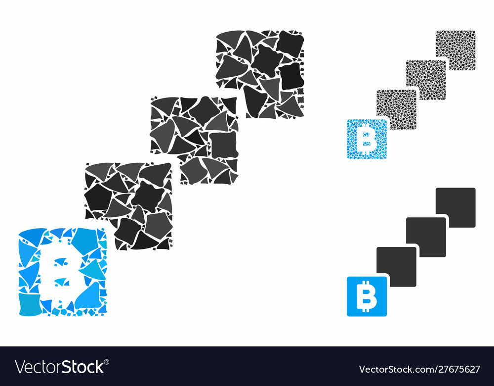 Bitcoin blockchain composition icon rough items