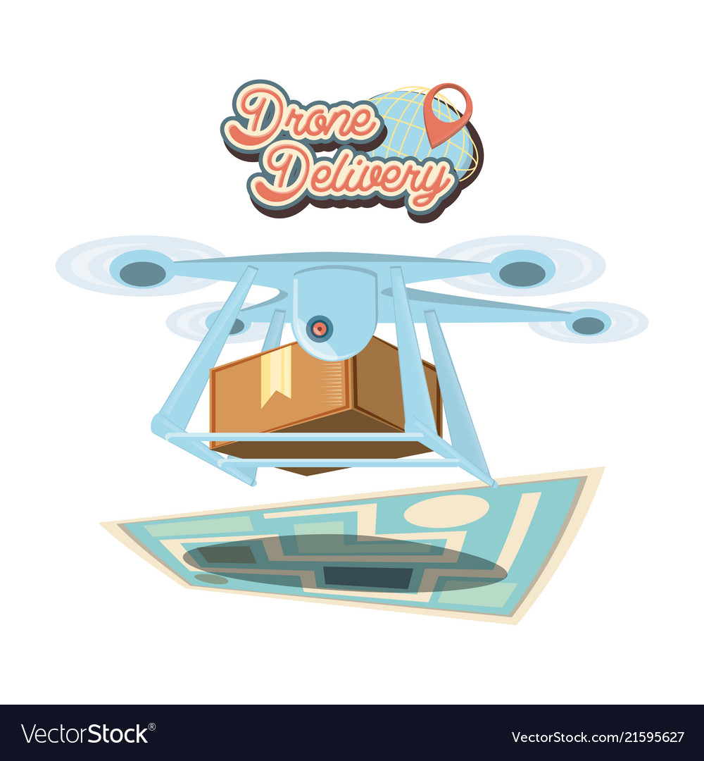 Drone delivery service with paper map icon