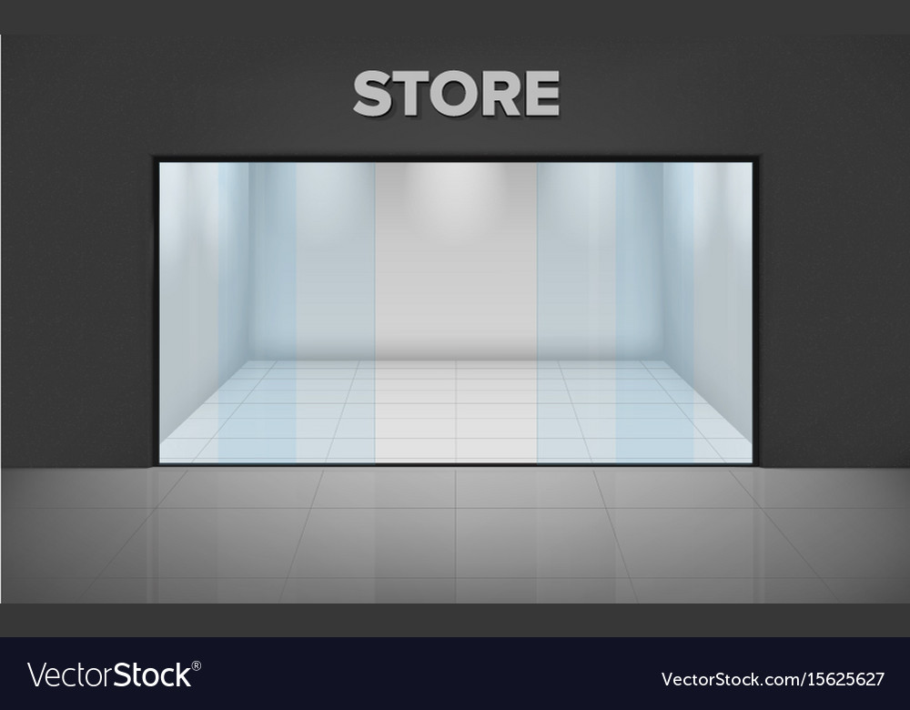 Empty illuminated store realistic exterior shop Vector Image