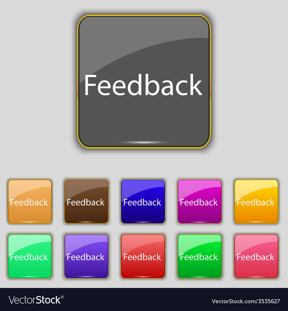 Feedback sign icon set of colored buttons