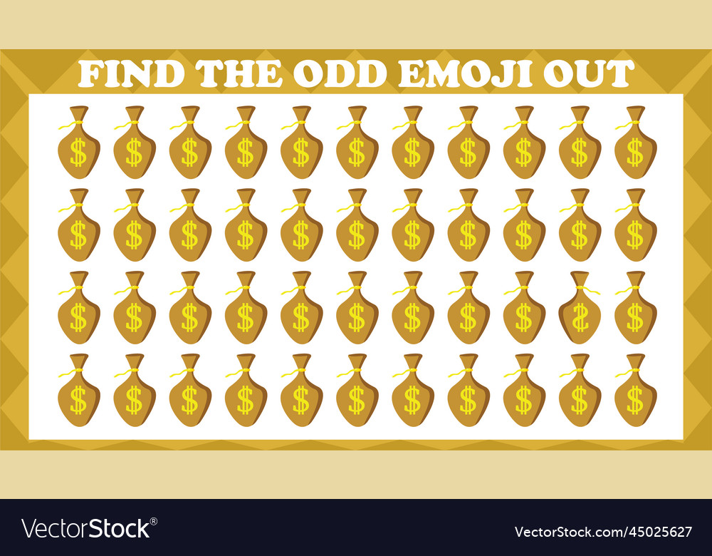 Find the odd emoji out visual logic puzzle game vector image Find the odd emoji out visual logic puzzle game