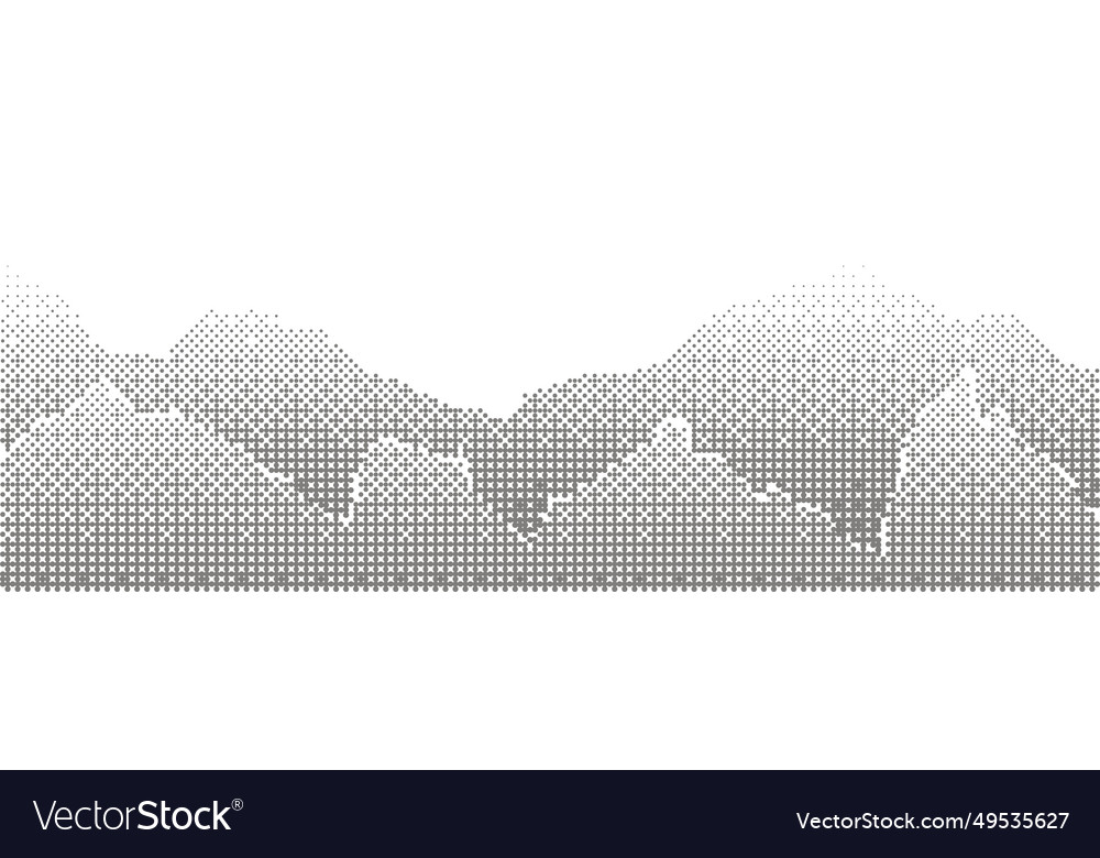 Halftone gray mountain landscape with two rows Vector Image