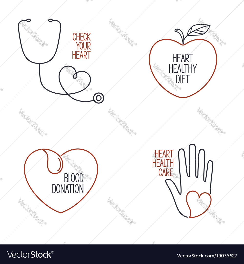 Heart health icons set