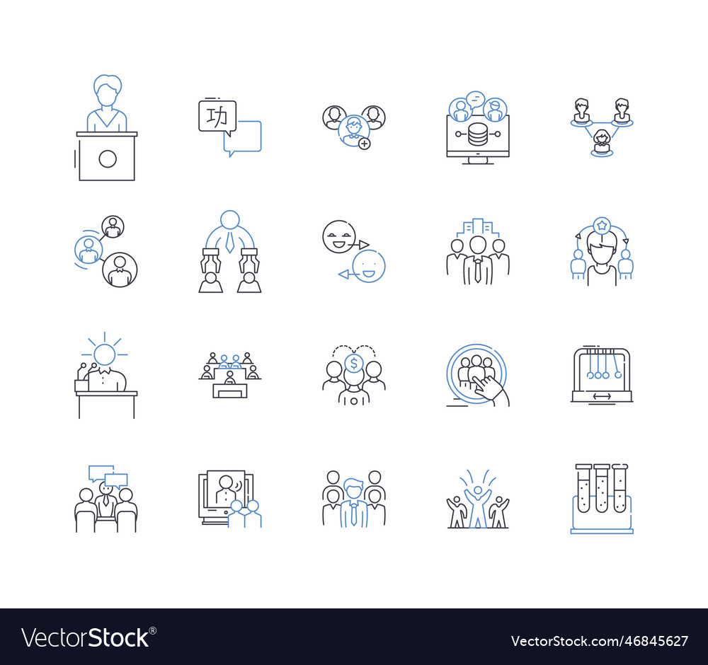 Interactive learning line icons collection Vector Image