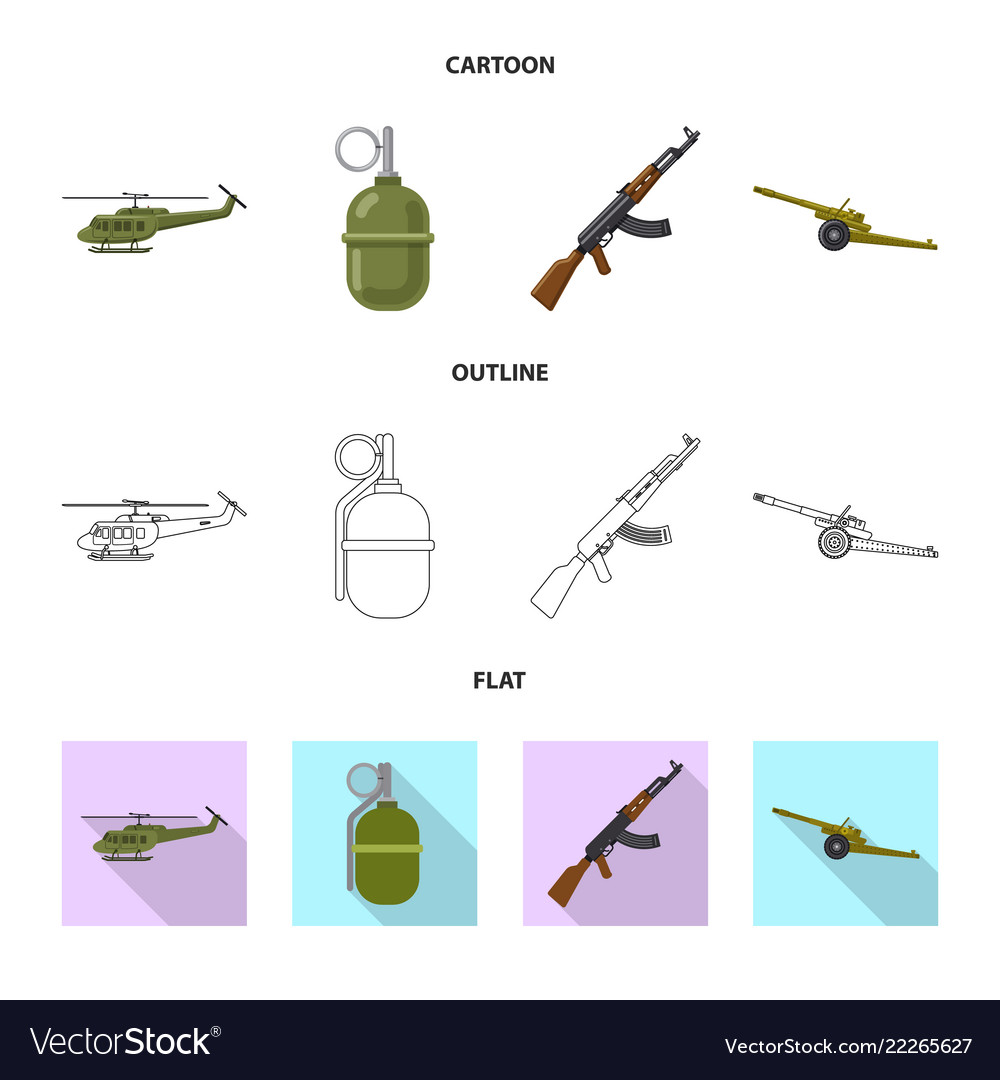 Isolated object of weapon and gun icon collection vector image Isolated object of weapon and gun icon collection