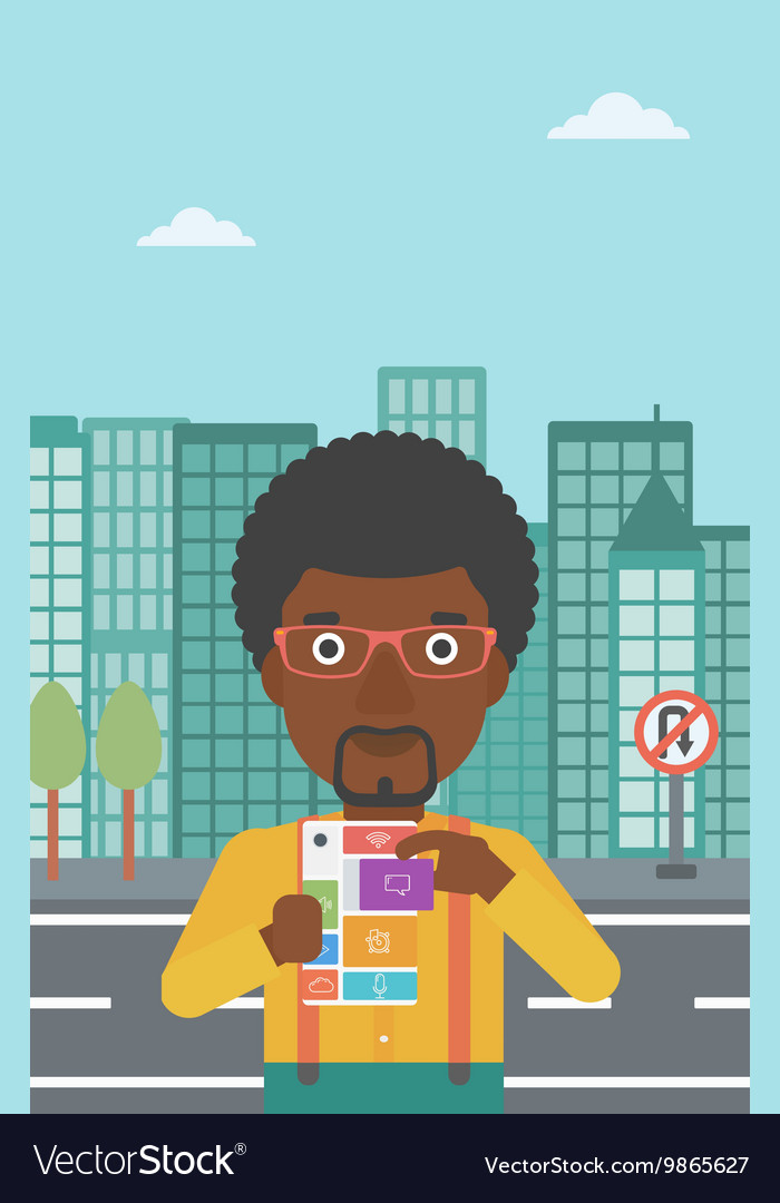 Man with modular phone