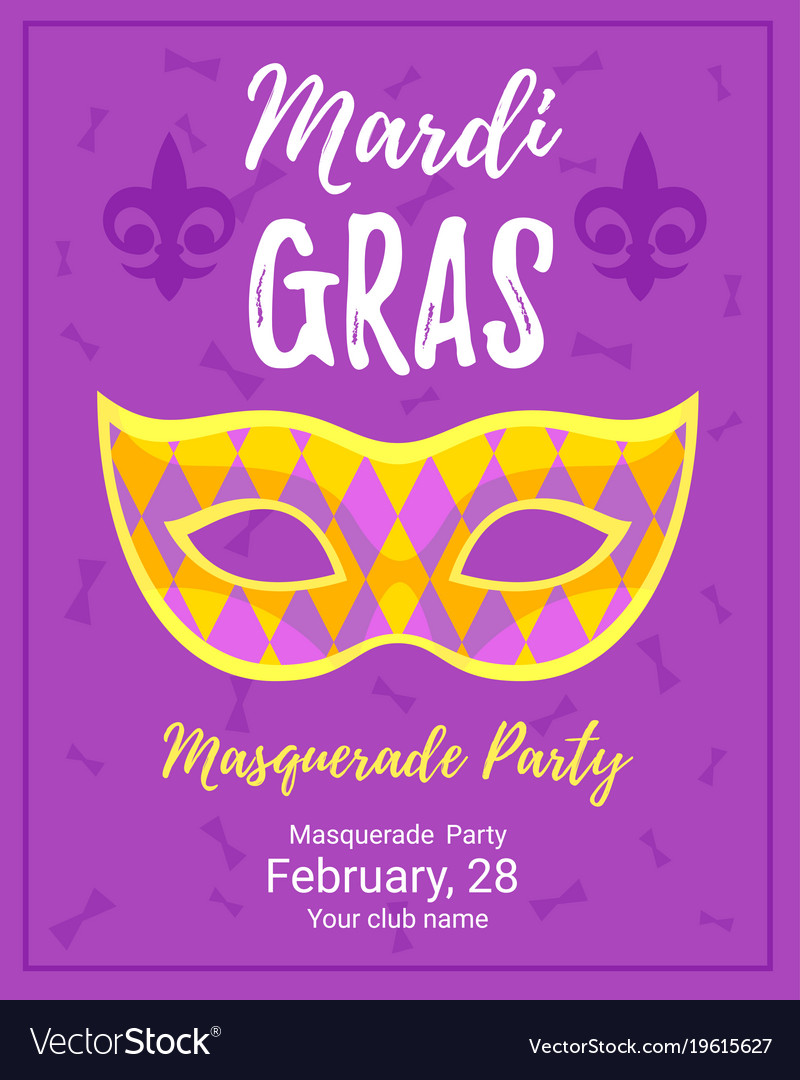 Download Mardi Gras Poster For Masquerade Royalty Free Vector Image