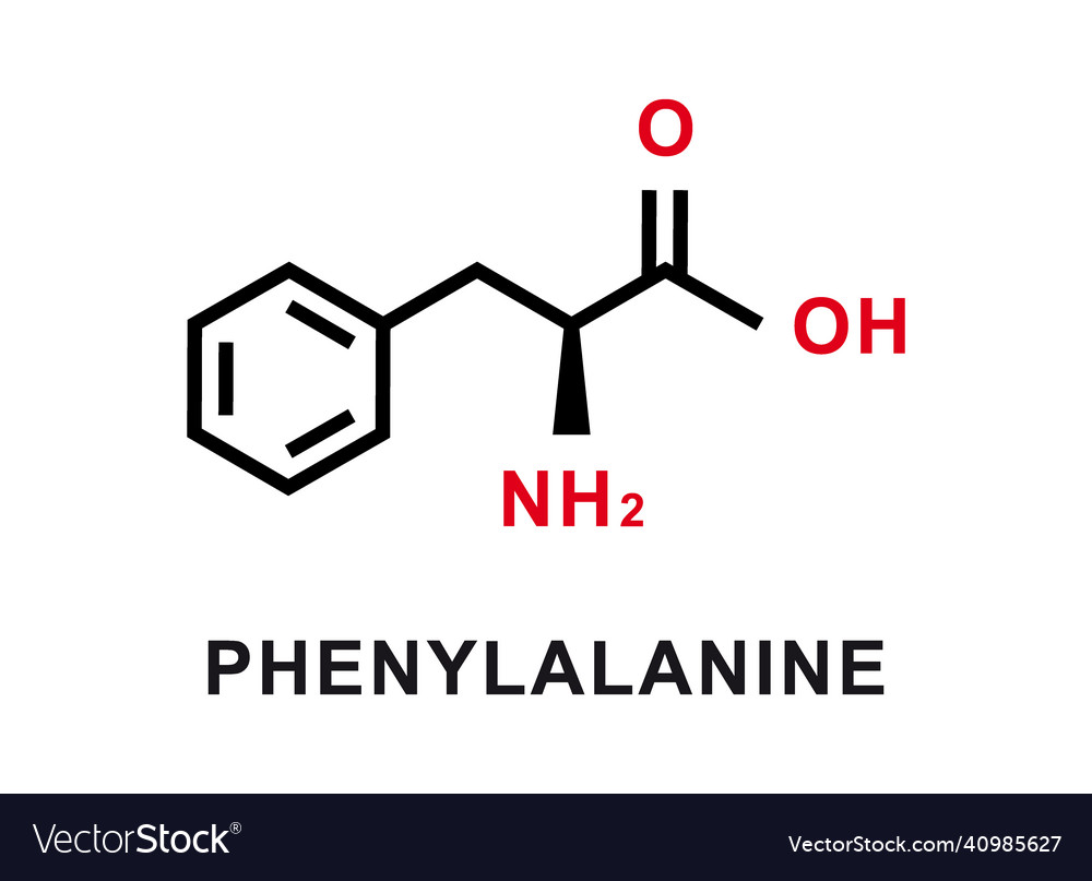 Phenylalanine chemical formula phenylalanine Vector Image