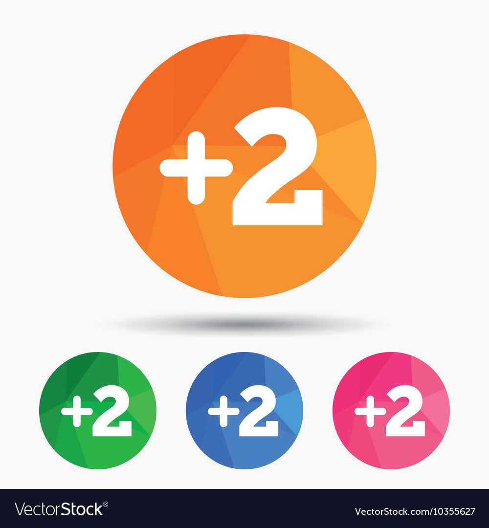 Plus two sign add symbol