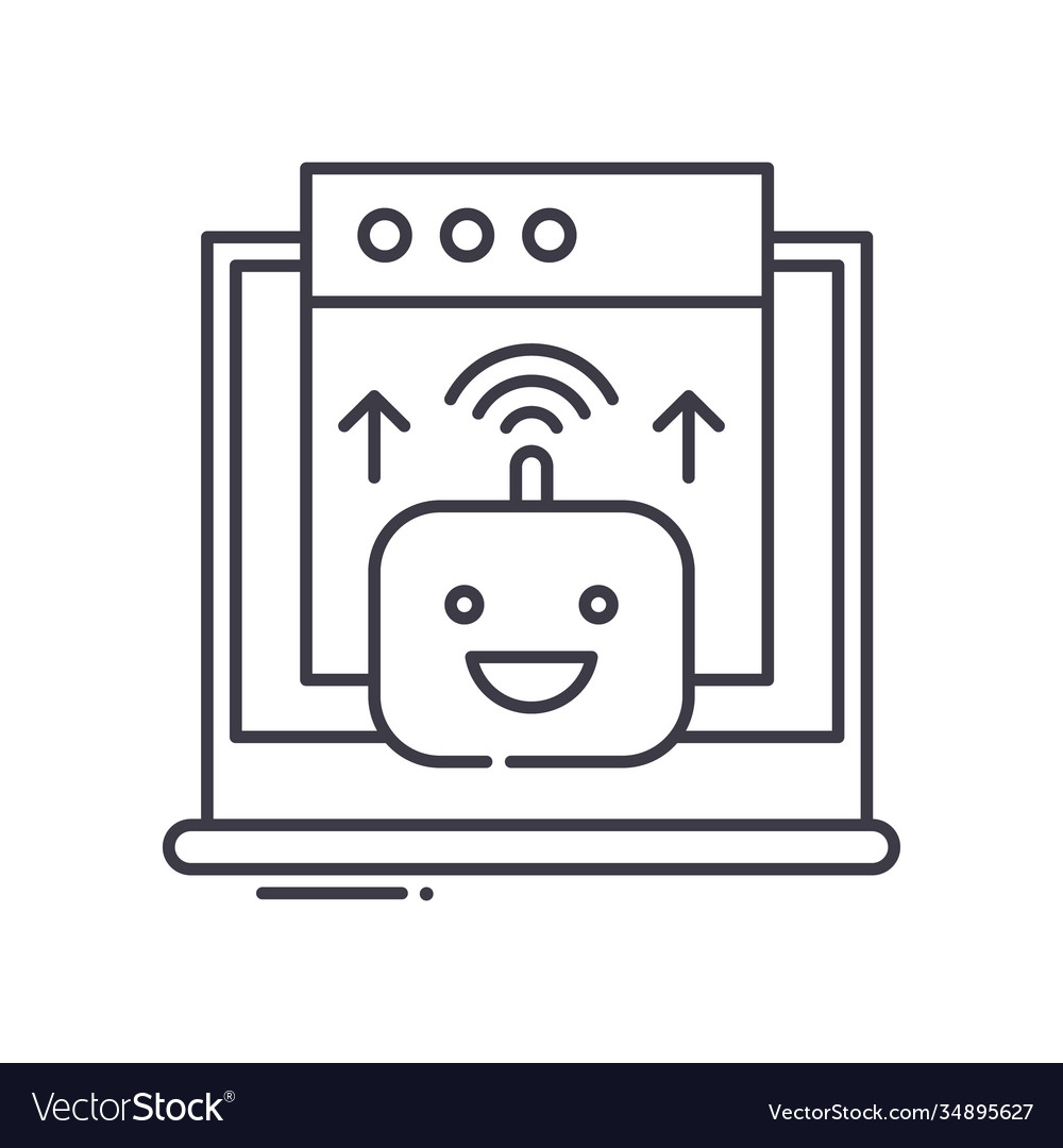 Programming robot icon linear isolated vector image Programming robot icon linear isolated