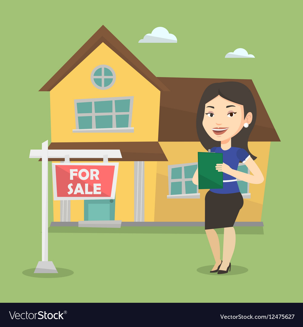 Real estate agent signing contract Royalty Free Vector Image