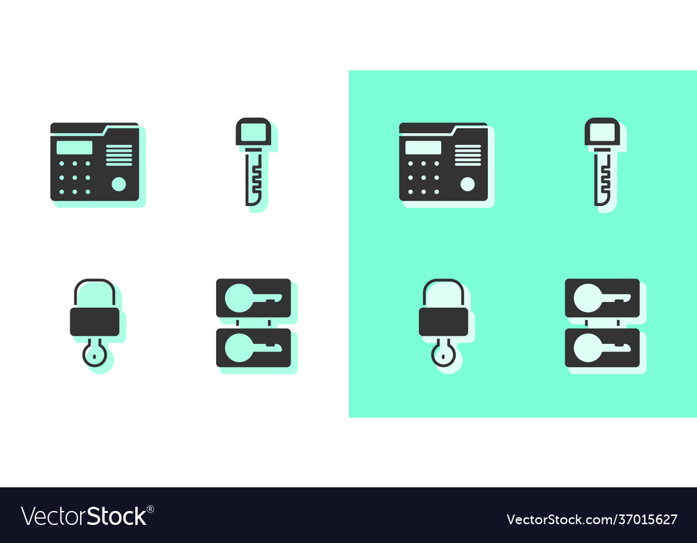 Set casting keys house intercom system lock vector image Set casting keys house intercom system lock