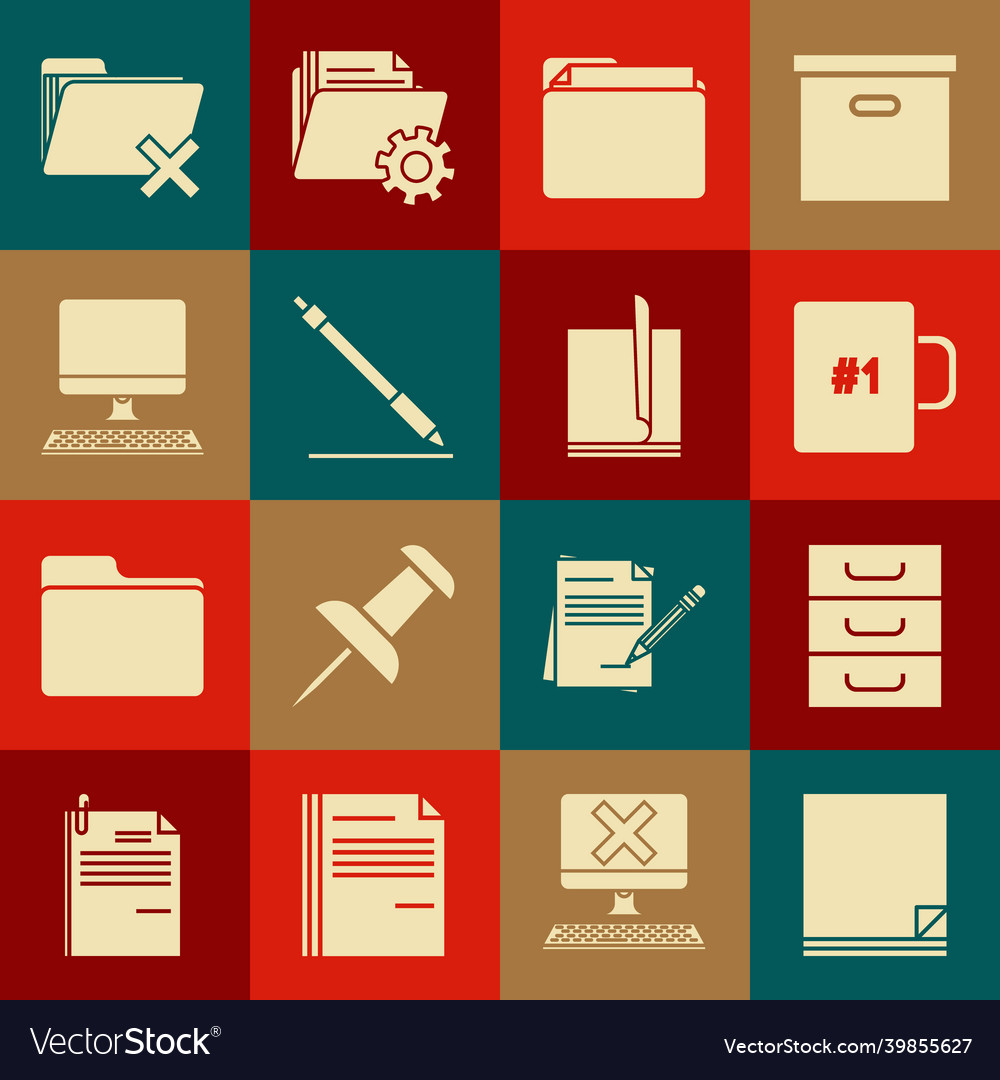 Set file document drawer with documents coffee vector image Set file document drawer with documents coffee