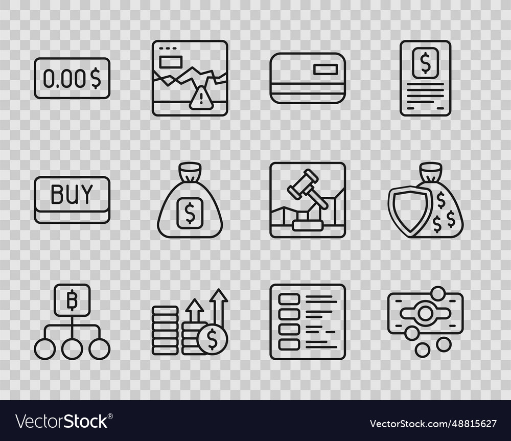 Set line blockchain technology bitcoin stacks vector image Set line blockchain technology bitcoin stacks