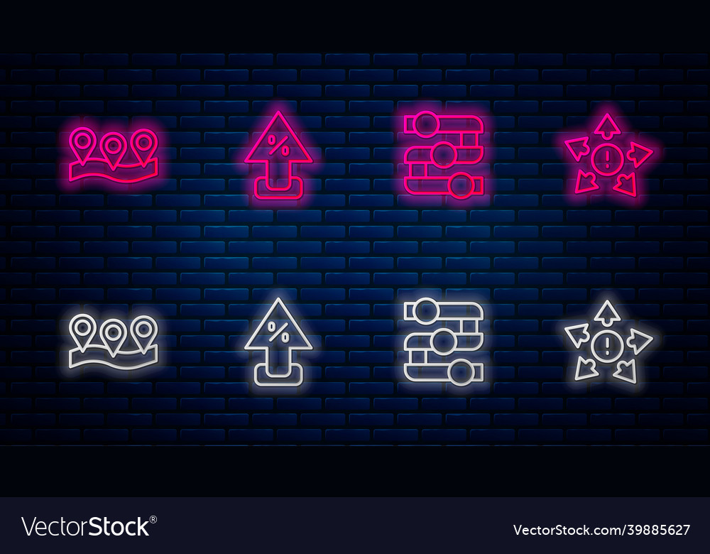 Set line percent up arrow graph chart diagram vector image Set line percent up arrow graph chart diagram