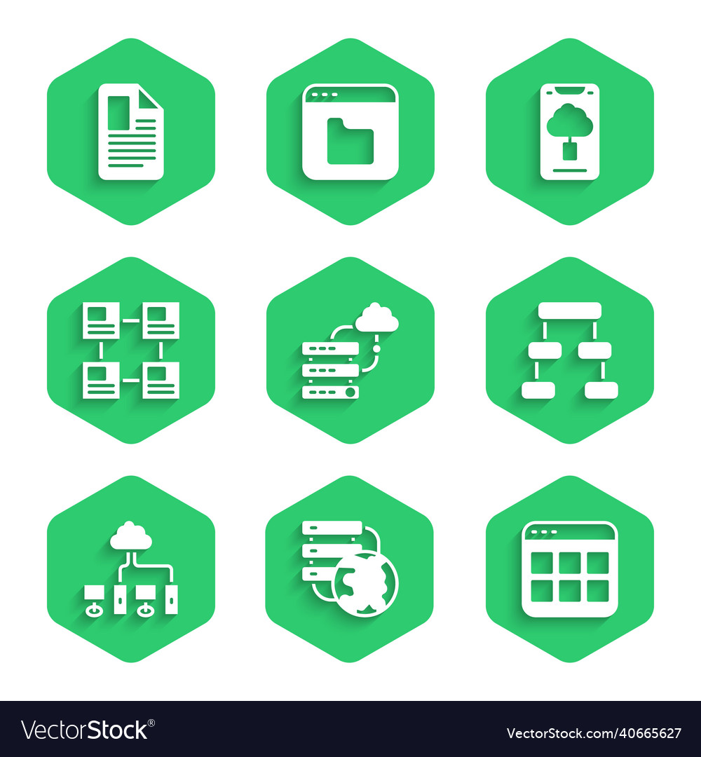 Set network cloud connection browser files vector image Set network cloud connection browser files