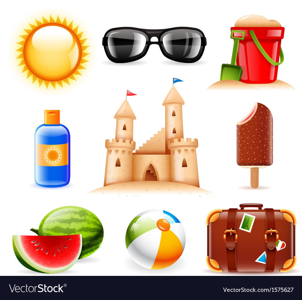 Icons für Sommer und Strand