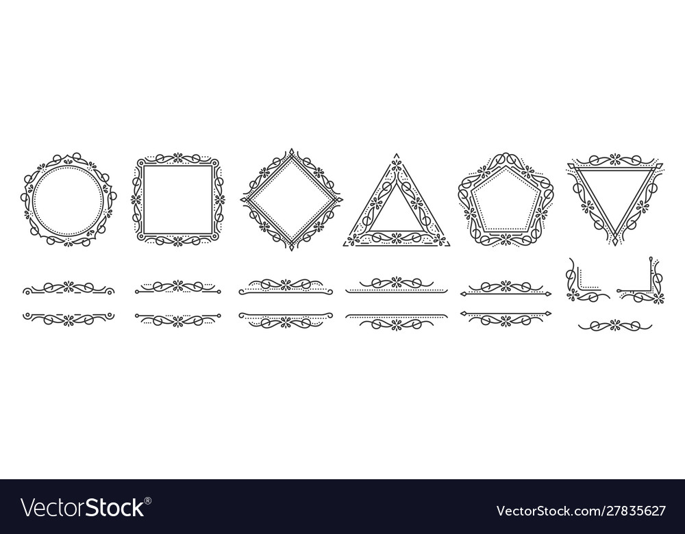Text frame monogram devider corner art set