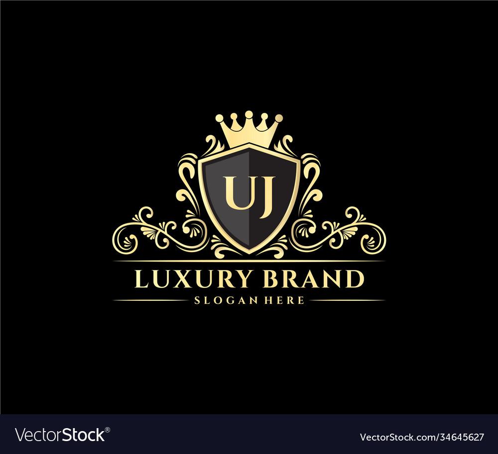 Uj initial letter gold calligraphic feminine Vector Image