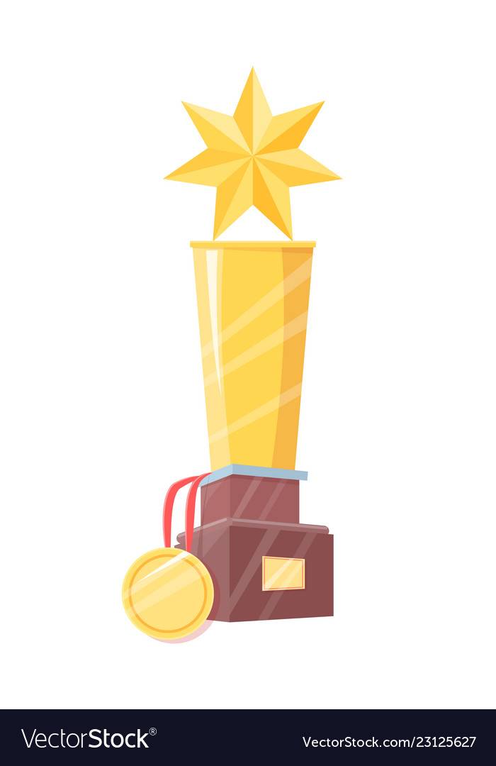 Winner prize figurine with star and medal isolated