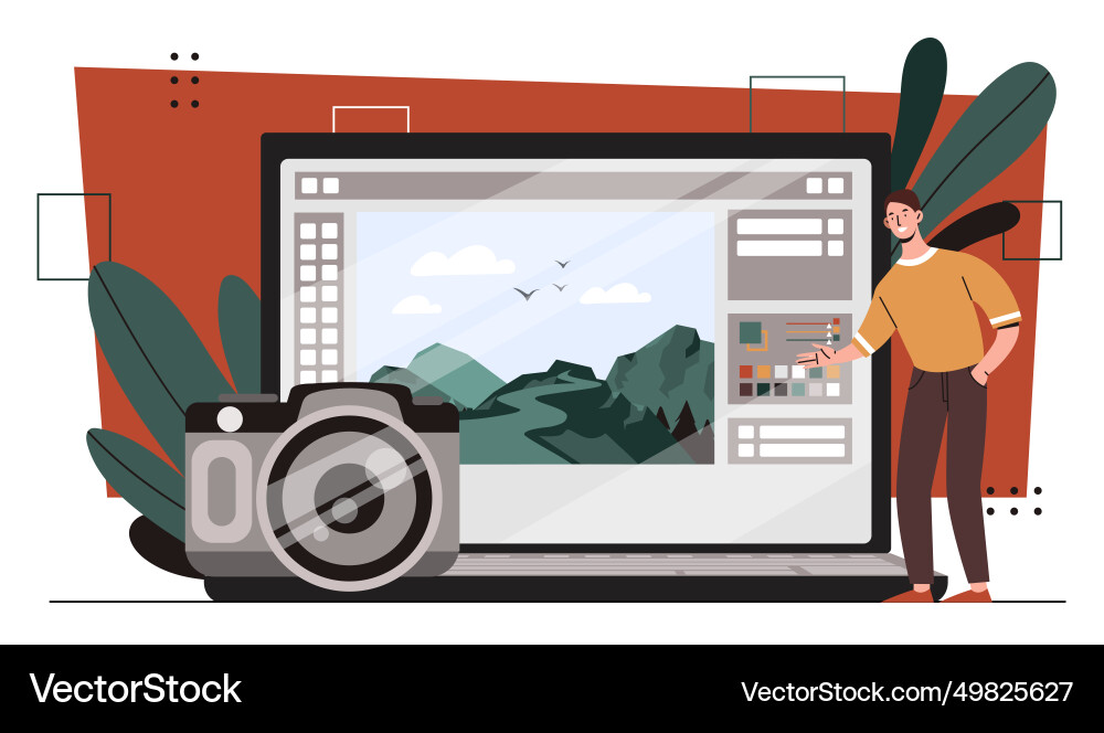 Workshop processing photo concept Royalty Free Vector Image