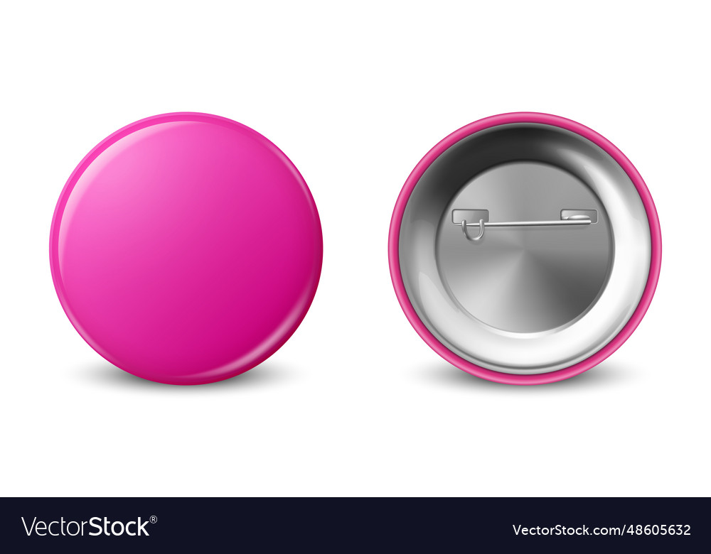 3d Realistic Blank Pink Round Button Badge Vector Image