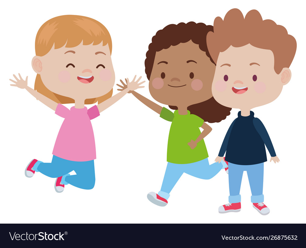 Cute happy kids having fun Royalty Free Vector Image