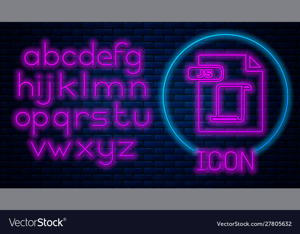 Glowing neon js file document download button