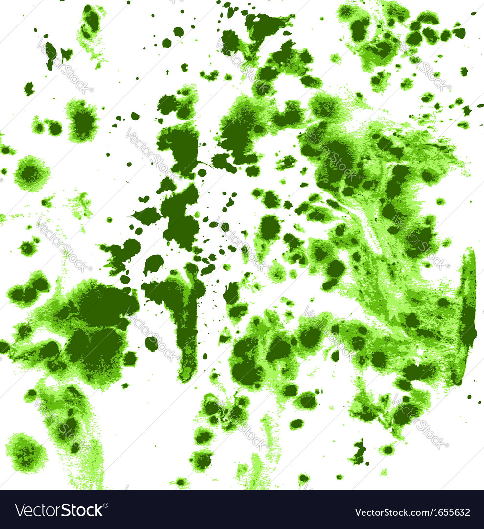 Green splashes and streaks of ink on paper