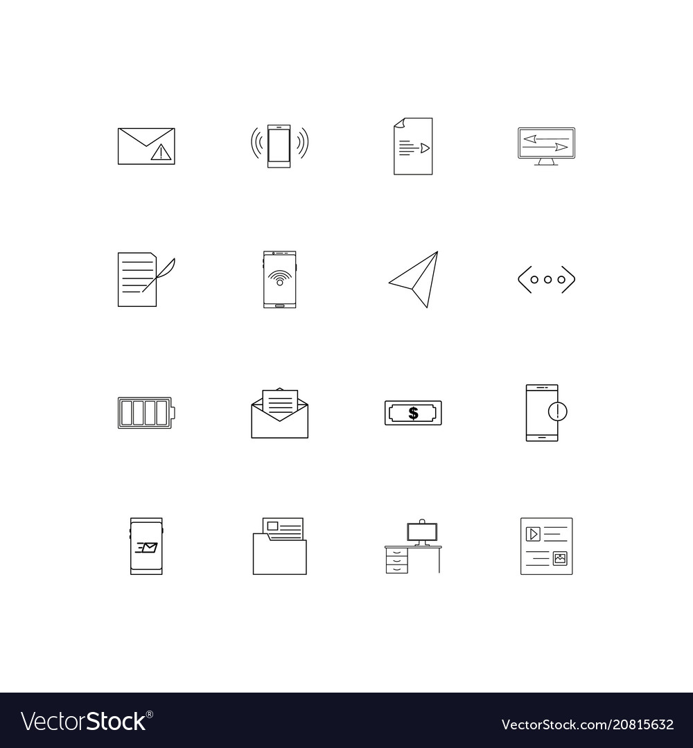 Internet of things linear thin icons set outlined