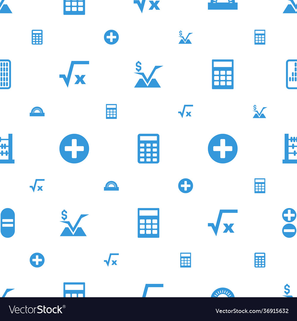 Math icons pattern seamless white background vector image Math icons pattern seamless white background