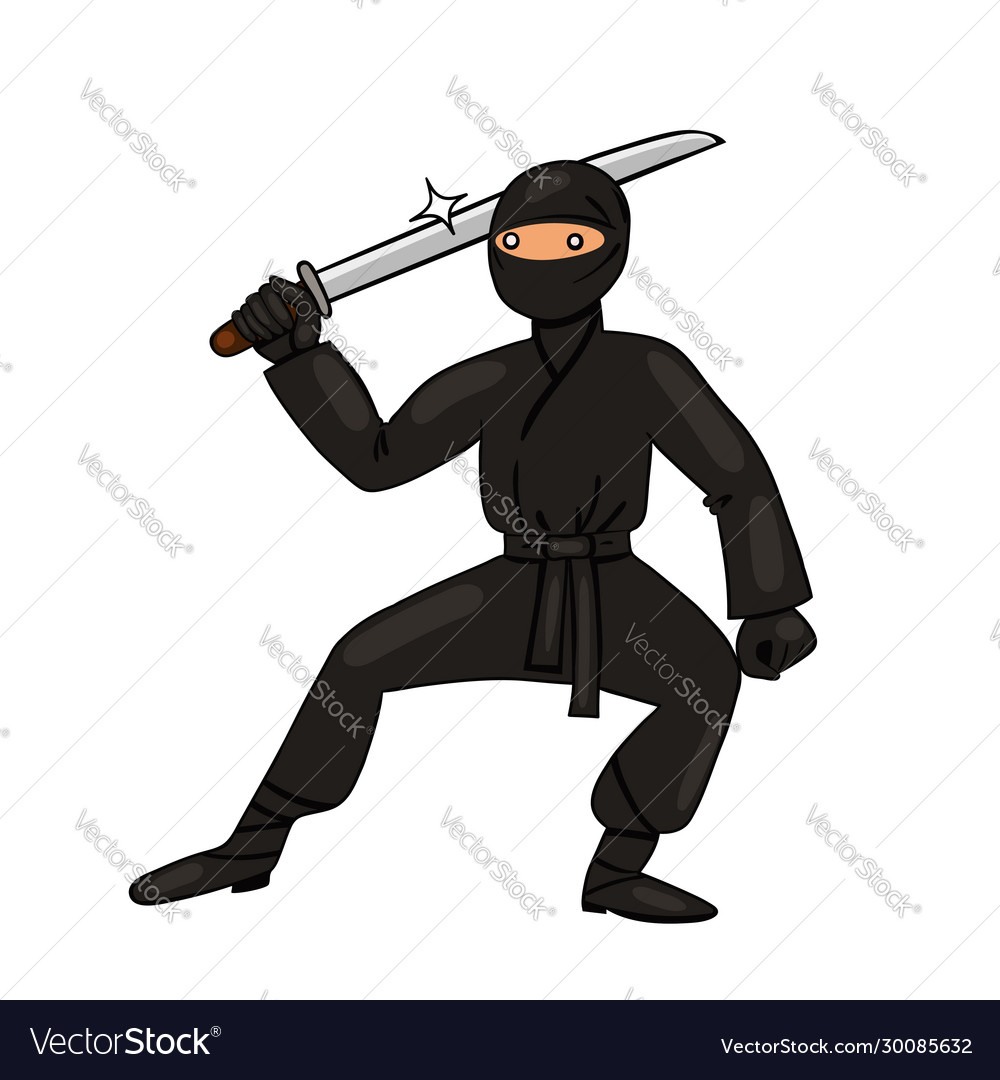 Ninja with katana isolate on a white background Vector Image