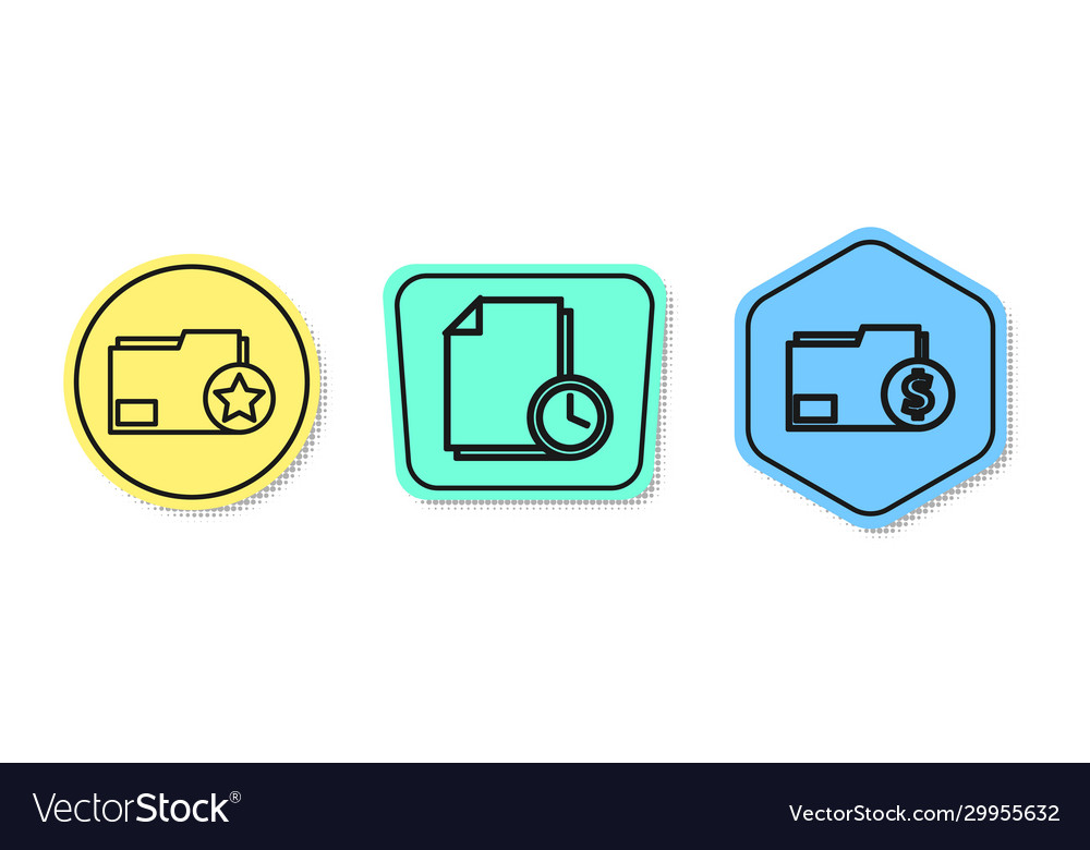 Set line document folder with star vector image Set line document folder with star