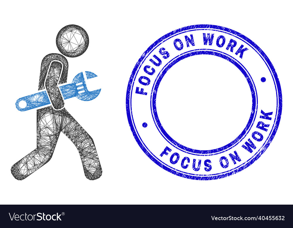 Textured focus on work seal and linear irregular vector image Textured focus on work seal and linear irregular